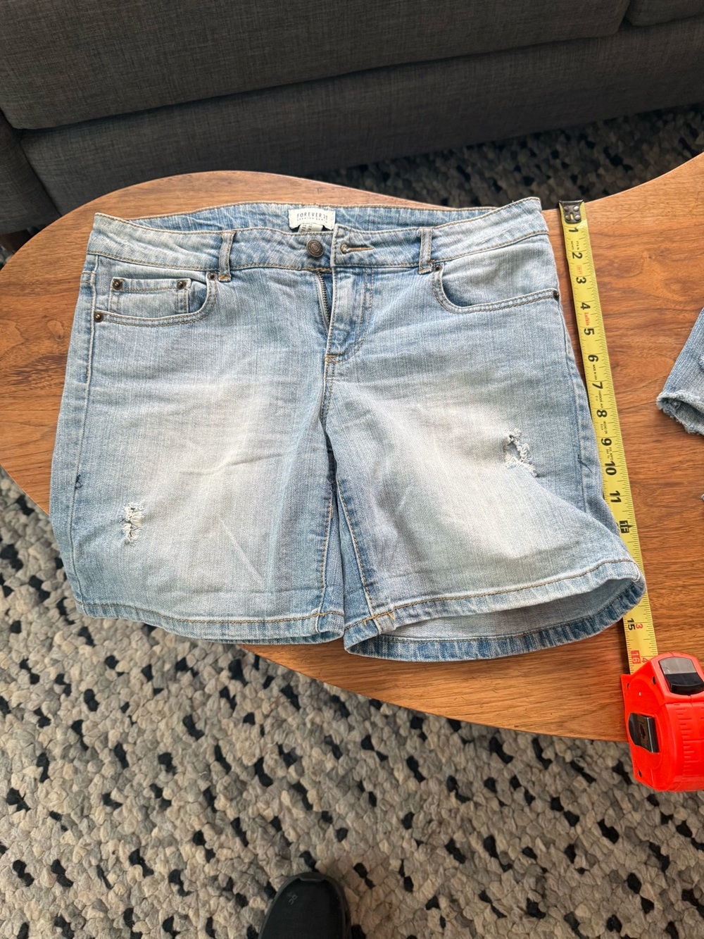 Forever 21 Light Blue Distressed Denim Shorts